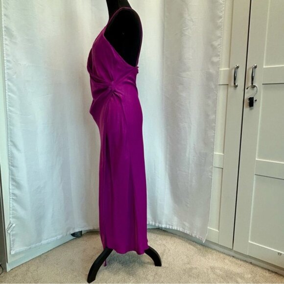 Zara purple Satin effect slip dress sweetheart spaghetti strap faux wrap Sz L - Picture 9 of 16